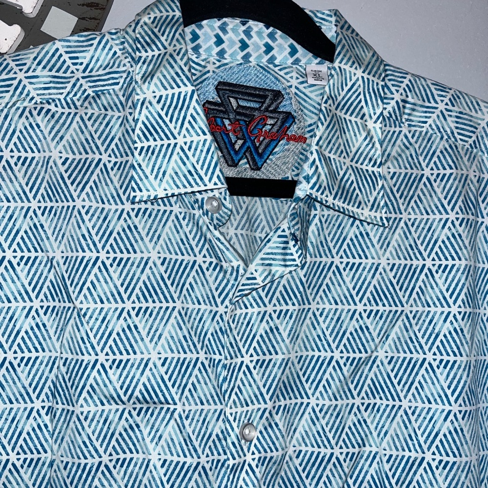 Robert Graham Like New Blue Patterned Button Down… - image 2